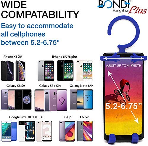 [Australia - AusPower] - Bondi Plus Flex Phone Holder and Stand - Adjustable Flexible Silicone Case Hanging Mount for Car Bike and Desk up to 6.75" Large Cell Phones - iPhone Xs XR 11 SE - Samsung Galaxy S10 S20 – Black 