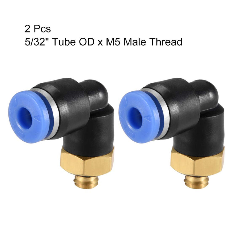[Australia - AusPower] - uxcell Push to Connect Tube Fitting Male Elbow 4mm Tube OD x M5 Thread Pneumatic Air Push Fit Lock Fitting Blue 2pcs 