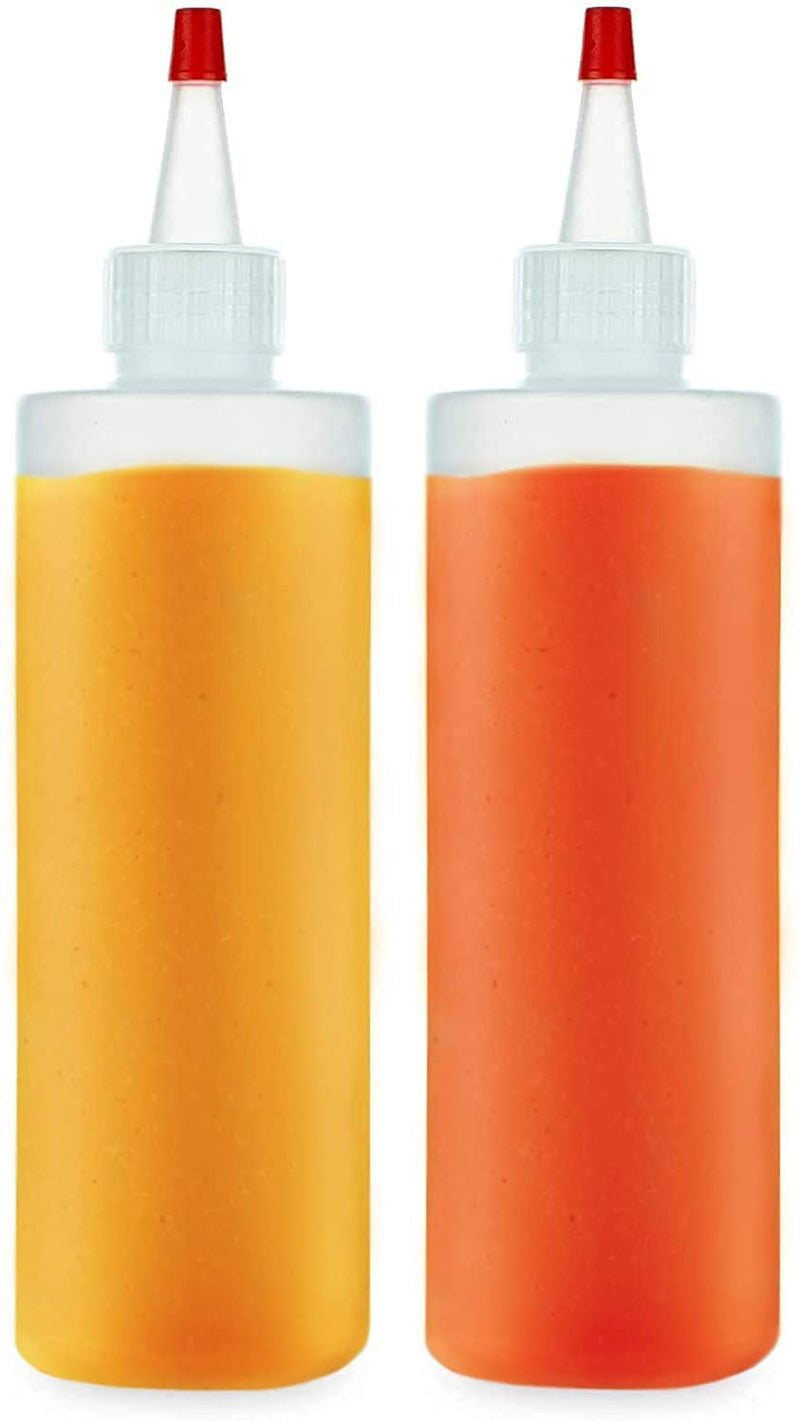 [Australia - AusPower] - BRIGHTFROM Squeeze Bottles, Condiment 16 & 8 oz SET, BPA Free Empty Plastic Containers with Red Cap, Great for Syrup, Ketchup, Mustard, Sauces, Dressing, Oil, Arts and Crafts, Leak Proof 
