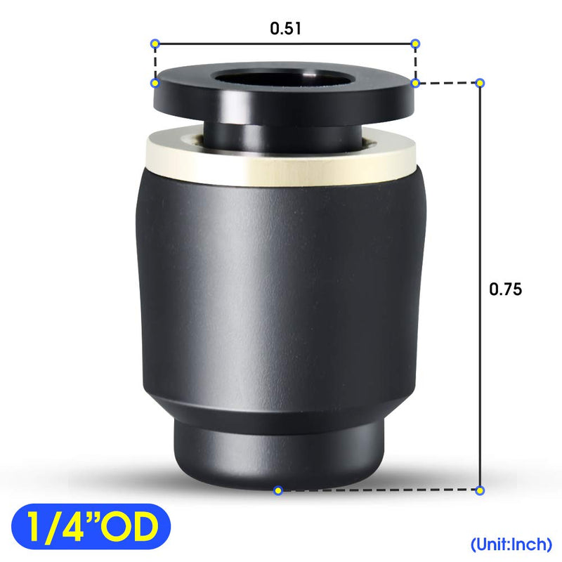 [Australia - AusPower] - TAILONZ PNEUMATIC 1/4 inch Tube OD Plastic Push-in Connect Tubing Pneumatic Cap Plug Fitting PPF-1/4 (Pack of 10) 1/4” OD 