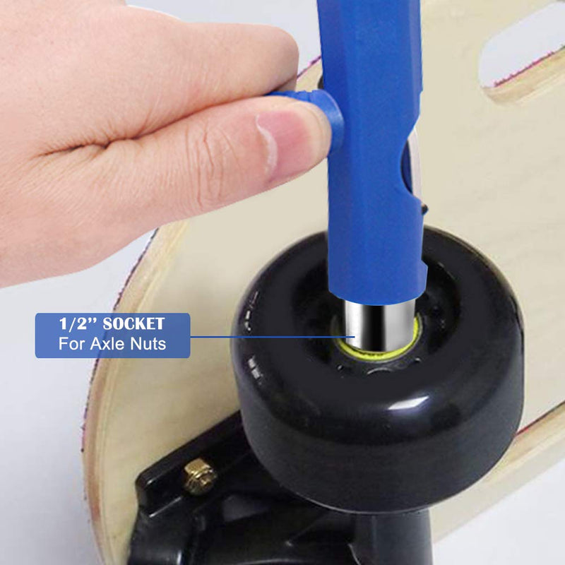 [Australia - AusPower] - Sonku Blue All-in-One Skateboard Tool, Multifunctional Portable Skateboard T-Tool and Y-Tool Accessory with Screwdriver Wrench Storage in A Bag 