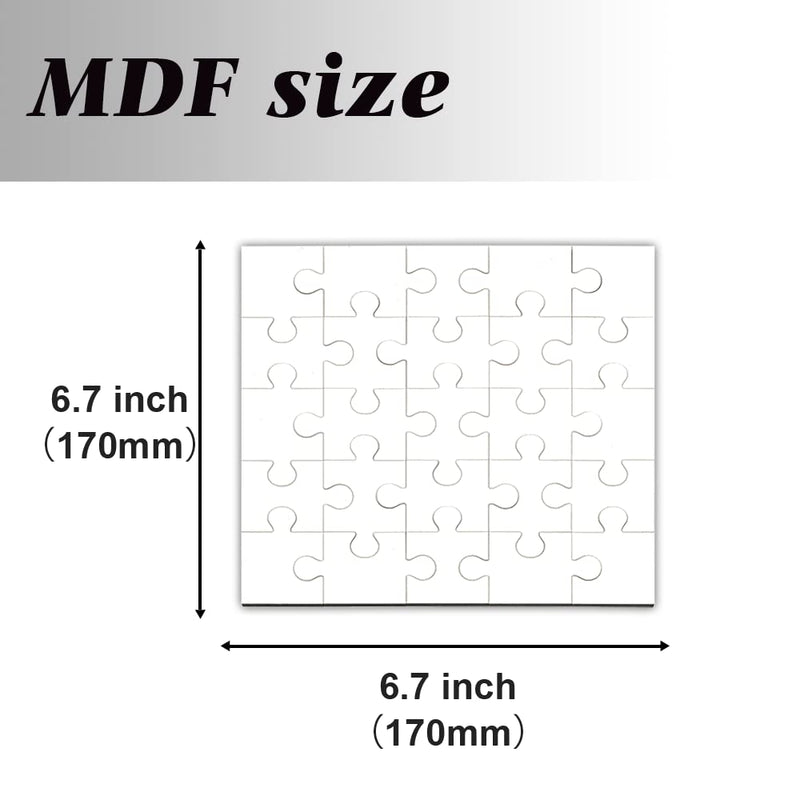 [Australia - AusPower] - MR.R 25 Pieces per Set Sublimation Blanks Wood MDF Puzzle,Square Shape, Glossy White Jigsaw Puzzles for Heat Press Thermal Transfer Printing DIY Crafts Projects,6.7'' x 6.7'' 
