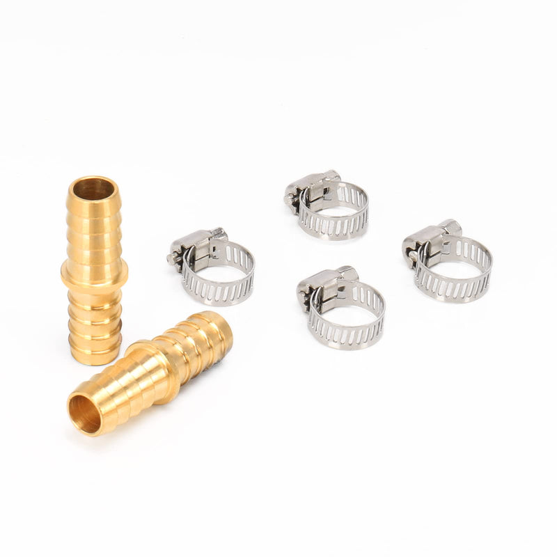 [Australia - AusPower] - BathAce Brass Hose Barb Fitting Splicer Mender, Quick Connect Threaded Pipe Adapter Heavy Duty M Type Fitting Union Air Gas Water Fuel, 2 Pack (1/2 Barb x 1/2 Barb) 1/2 Barb x 1/2 Barb 