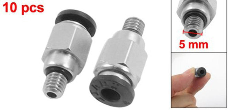 [Australia - AusPower] - 10 Pcs 5mm Male Thread 4mm Push In Joint Pneumatic Connector Quick Fittings M5 Thread x 4mm Tube OD 