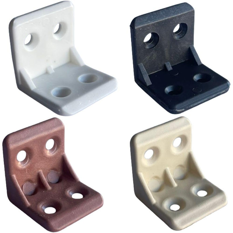 [Australia - AusPower] - Plastic L Brackets for Braces Joint 90 Degree Angle Corner with Screws, 4 Hole Furniture Corner Small Braces for Drawers, Kitchen,Bathroom Cabinets, 10 Pieces Brackets with 40 PCs Screws (Black-10PCs) Black-10PCs 