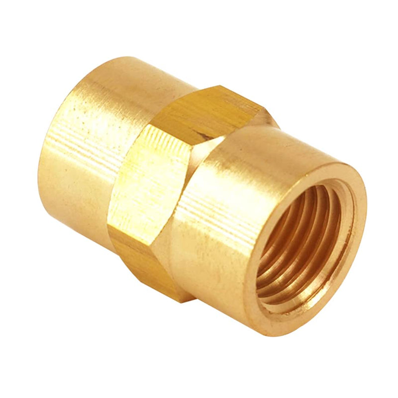 [Australia - AusPower] - Uenede 4PCS Solid Brass Hex Pipe Fitting 3/8"NPT Female Threaded Equal Diameter Coupler Adapter Female x Female 