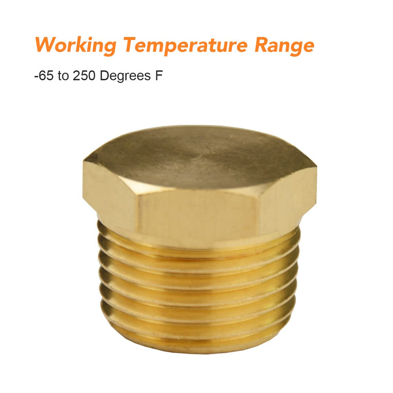 [Australia - AusPower] - (6 Pack) Besosay 1/2 Inch NPT Male Brass Pipe Plug, Brass Outer Hex Thread Socket Pipe Fitting Plug 1/2" NPT 