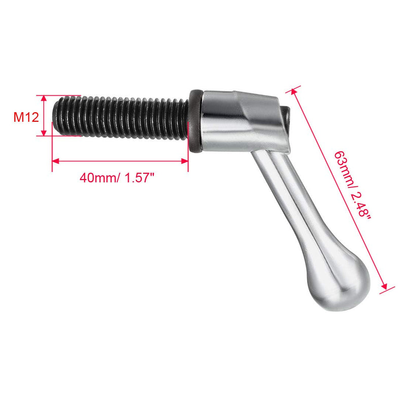 [Australia - AusPower] - uxcell M12 x 40mm Handle Adjustable Clamping Lever Thread Push Button Ratchet Male Threaded Stud 2 Pcs 