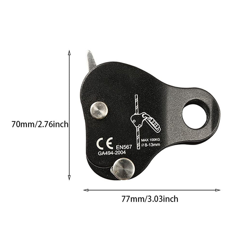 [Australia - AusPower] - QKDS Climbing Rope Grab, High Strength Self Locking Safety Protective, Climbing Ascender Fall Protection Belay Device Climbing Rope Grip Clamp for Rock Climbing Mountaineering(Black), free size Black 