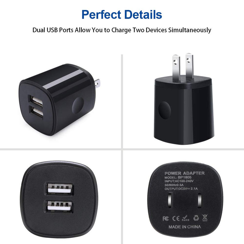[Australia - AusPower] - Dual USB Car Charger, Wall Plug with 2 Pack Type C Cable for Samsung Galaxy A50 A20 S21 S21+ S20+ Ultra S10 Note 20 Ultra 10 A51 A71 A10E S10E black blue 