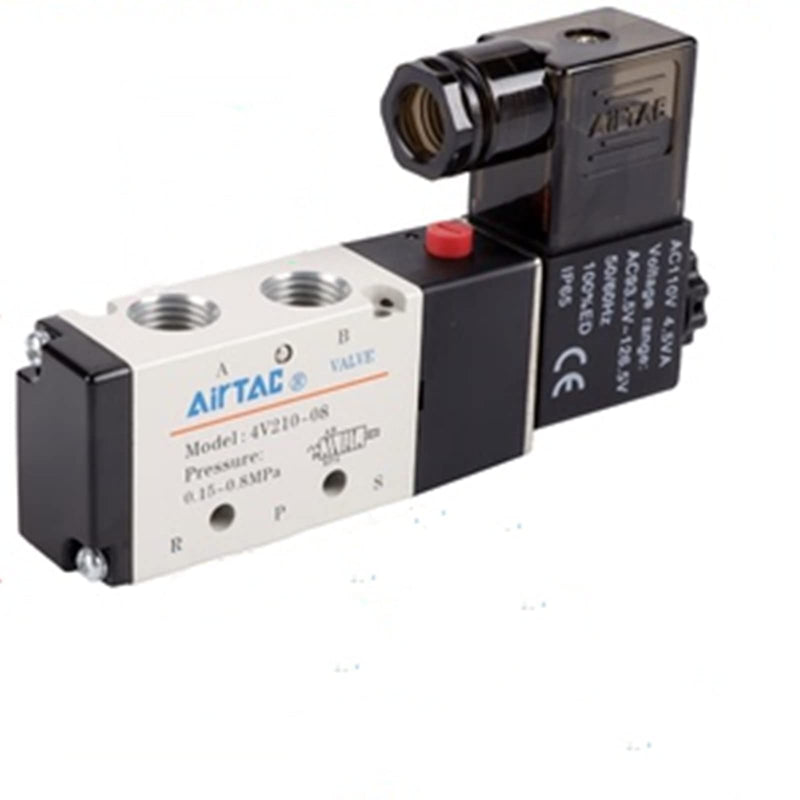 [Australia - AusPower] - Solenoid Valve 1/4"PT Pneumatic AirTAC 4V210-08 Air 12V/24V/110V/220V Single Coil Pilot-Operated Electric 2 Position 5 Way Connection Type (4V210 PT1/4, AC110V) 4V210 PT1/4 