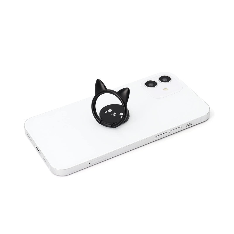 [Australia - AusPower] - LaMignonne Cell Phone Ring Holder Ultra-Thin Cute Cat Metal Finger Grip 360° Rotation 180° Flip Kickstand Phone Grip for Magnetic Car Mount Compatible with All Smartphones (Black) Black 