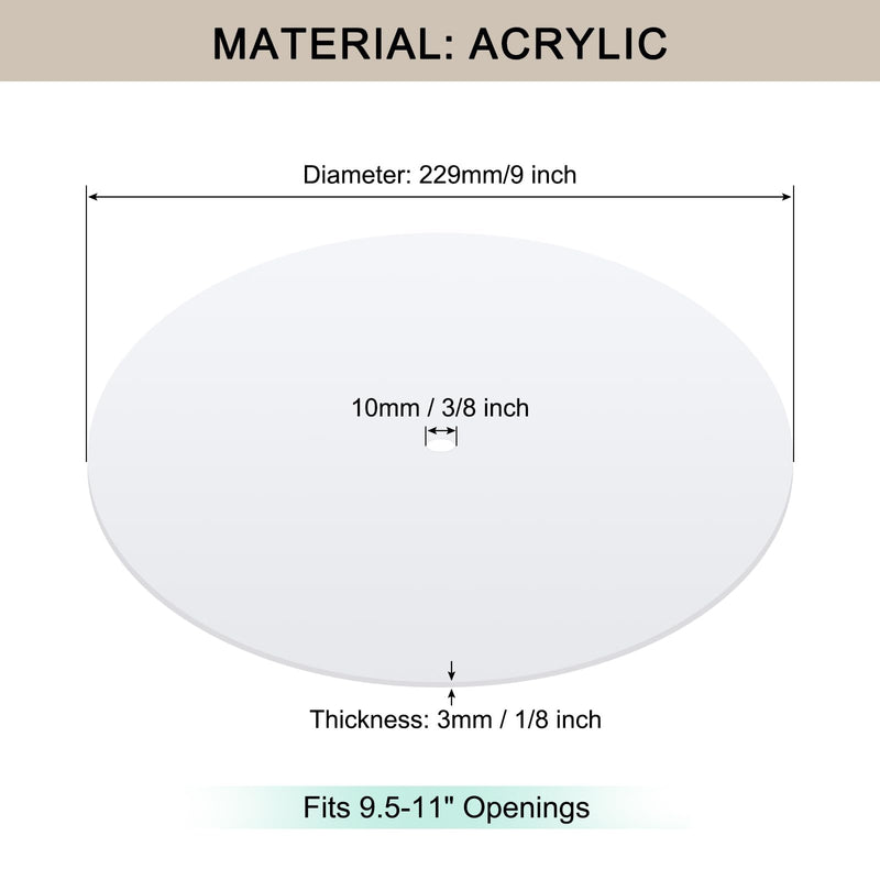 [Australia - AusPower] - Awclub Round Lampshade Diffuser, 2 Pack 9" Diameter with 3/8" Center Hole Diffuser Lamp Shade for Drum Style Lampshades Pendants Softening Light, Frosted White Acrylic, Fits 9.5-11" Openings 9" 