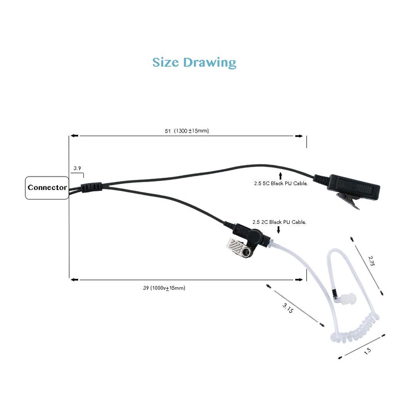 [Australia - AusPower] - Klykon 2 Wire Covert Acoustic Tube Earpiece with Mic Ptt Compatible with Kenwood Baofeng Puxing Wouxun 2 Way Radio Walkie Talkie 