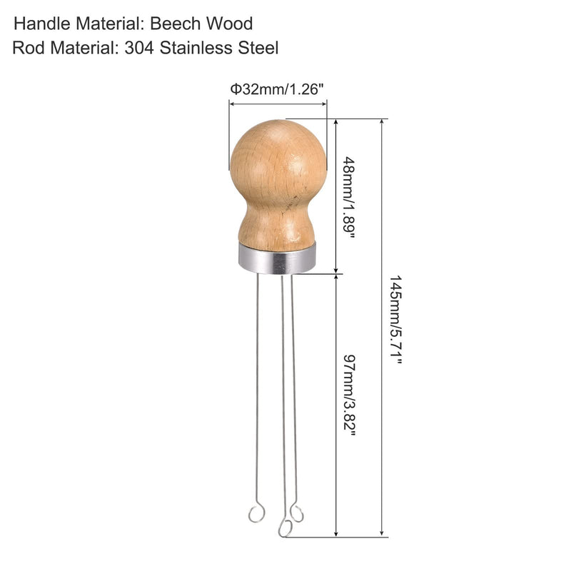 [Australia - AusPower] - MECCANIXITY Coffee Sieve Stirrer 97mm Long Rod 304 Stainless Steel with Beech Wood Handle 