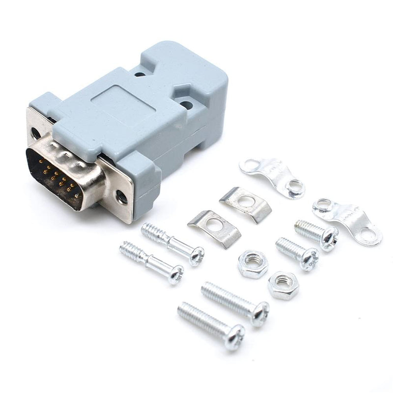 [Australia - AusPower] - Jienk 10PCS VGA Male DB15 3 Row Solder Cup Connectors Kit, Solder Type D-SUB HD15 Port15 Pin D Sub Couplers with Plastic Hoods, Strain Relief Grommet and Screws 
