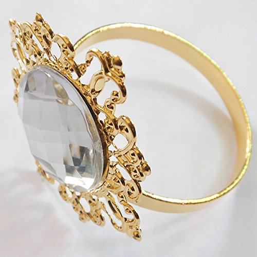 [Australia - AusPower] - Tangpan 10pcs Gold-Light Napkin Ring Rhinestones Napkin Rings for Weddings Pearl Napkin Rings Shiny (Clear) Clear 
