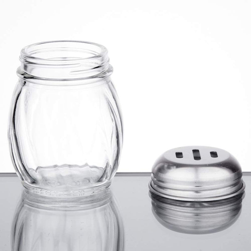 [Australia - AusPower] - 6-Ounces Glass Spices Shaker With Perforated Stainless Steel Top And Parmesan Cheese Shaker With Slotted Stainless Steel Top/Set of 2/Bulk Swirl Retro Style Dispensers With Lids/Salt & Pepper Shakers 