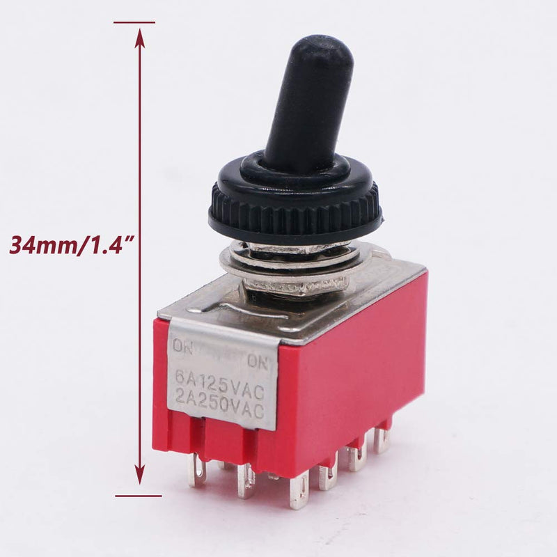 [Australia - AusPower] - Twidec/2Pcs Mini Toggle Switch 4PDT 2 Position 12 Pins ON/ON Miniature Toggle Switch AC 6A/125V 2A/250V Car Boat Switches with Waterproof Cap MTS-402-MZ 12PIN ON-ON 