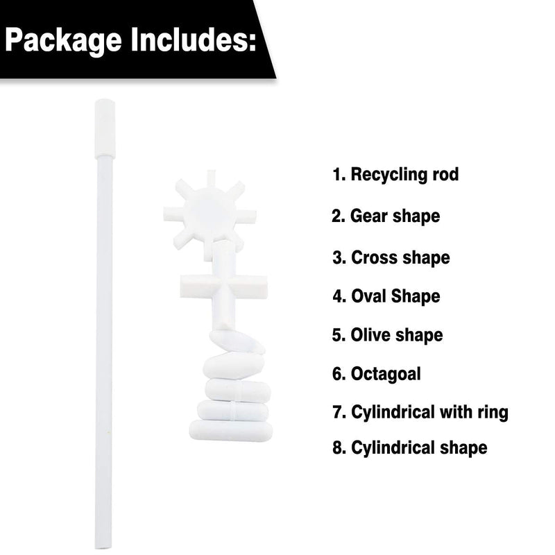 [Australia - AusPower] - Toolly 8 Pack Magnetic Stirrer - Stir Bars Mixer, PTFE Stiring Rod : 7 Shapes + Magnetic Retriever 
