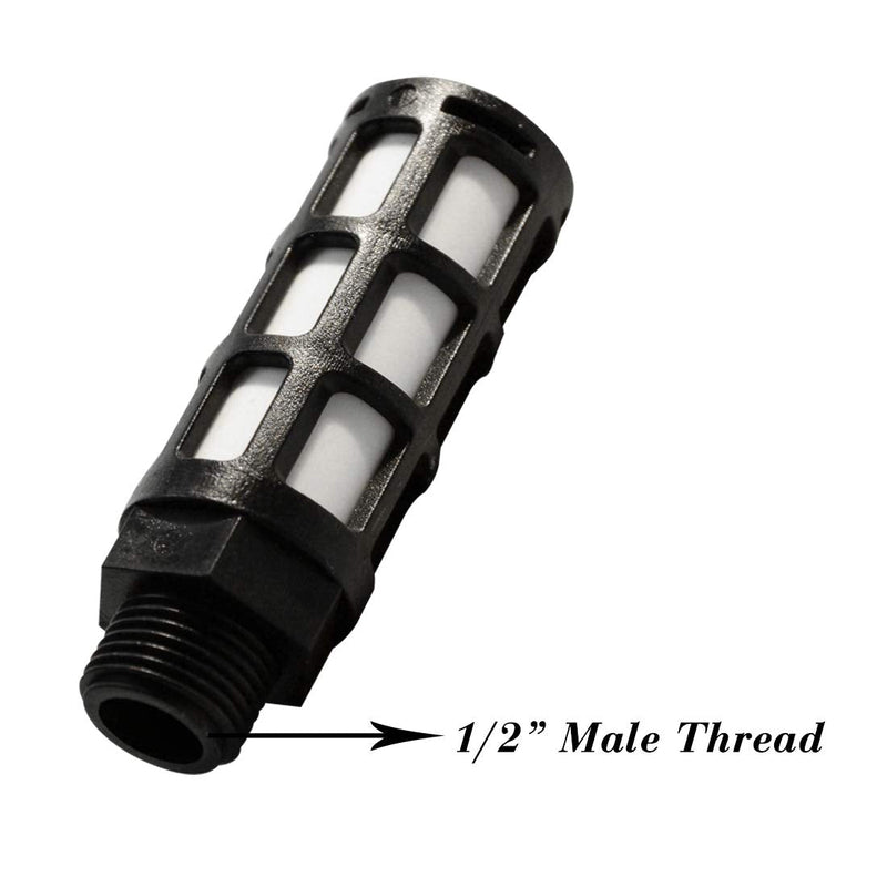 [Australia - AusPower] - Quickun Plastic Exhaust Air Silencer, 1/2" Air Line Pneumatic Muffler Black Air Compressor Fitting (Pack of 3) 1/2" Male (3Pcs) 