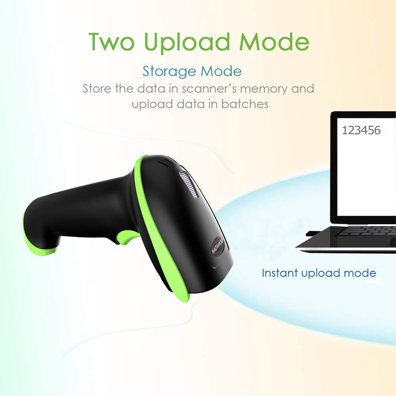 [Australia - AusPower] - NADAMOO 2D Wireless Barcode Scanner with Stand, Compatible with Bluetooth & 2.4G Wireless & Wired Connection, Cordless QR Code Scanner USB Image Bar Code Reader for Computer Tablet iPhone iPad Android Green 