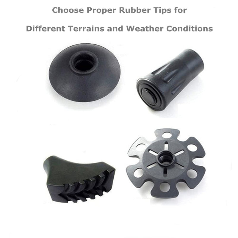 [Australia - AusPower] - Walking Stick Tips Rubber 4pcs Trekking Pole Tips Replacement- Rubber Feet for Hiking Poles, Walking Sticks, Trekking Poles | Rubber Tip for Walking Sticks Hiking Trekking Poles Boot Tips Rubber Feet 