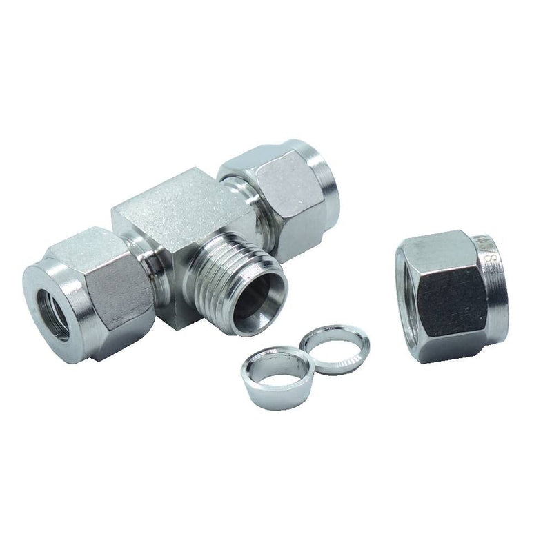 [Australia - AusPower] - HongBoW Hardware Stainless 304 Double Ferrule Compression Tube Fitting Straight Union Tee Connector 1/2" Tube OD SS T 1/2" OD 