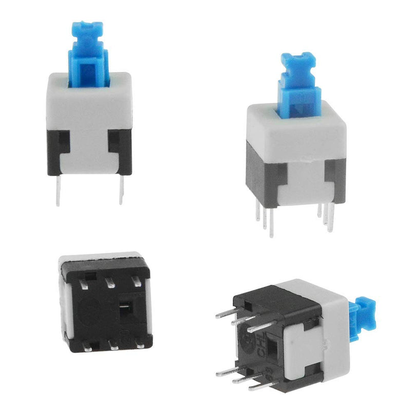 [Australia - AusPower] - XINGYHENG 100pcs 6 Pin DPDT Self-Locking Power Micro Push Button Switches 8mmx8mm 