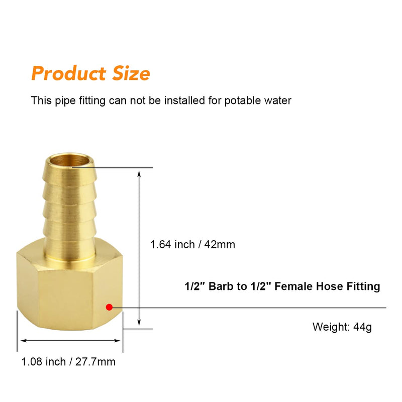 [Australia - AusPower] - (4 Pack) Besosay 1/2 Inch Hose Barb to 1/2 Inch NPT Female Thread Fitting, Brass Quick Connector Coupler Adapter Reducer Air M Type Fitting, Quick-Connect Fitting 1/2" Barb to 1/2" NPT Female 