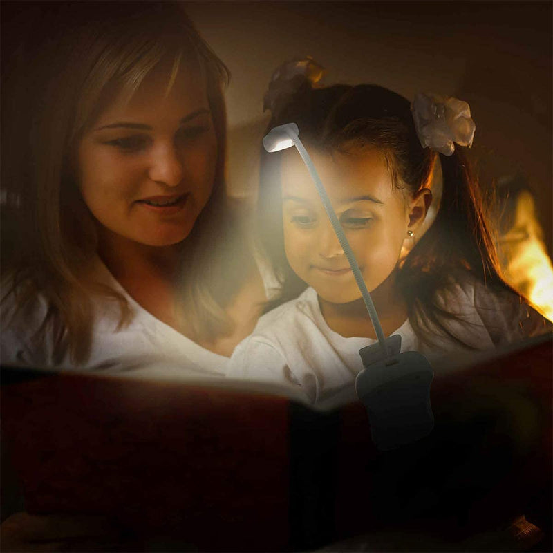 [Australia - AusPower] - Vekkia 3000K Warm LED Rechargeable Book Light, Easy for Eyes, Clip on Reading Lights for Reading in Bed, Car & Travel, Lightweight Slim 2.1 oz. Perfect for Readers & Kids (Elegant White) 