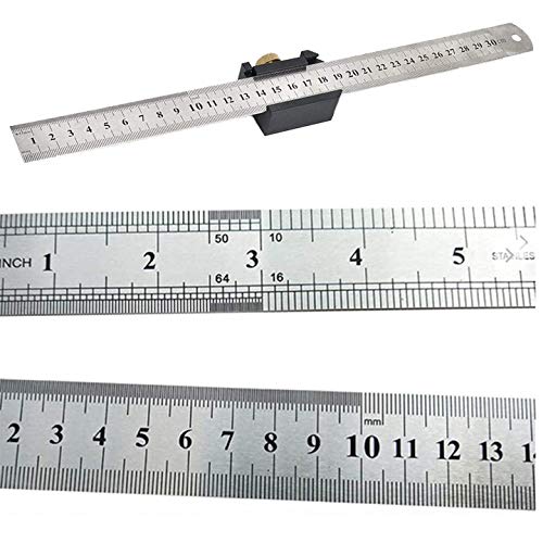 [Australia - AusPower] - Woodworking Marking Locator, 30cm Woodworking Precision Ruler Stop Measuring Blocks Slide Ruler, for Carpentry 