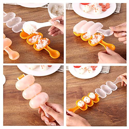 [Australia - AusPower] - 7Pcs Sushi Onigiri Mold, 2 Beige Triangle Sushi Mold 3 Animal Rice Mold 1 Shake Rice Ball Mold and 1 Rice Scoop for Home DIY Japanese Boxed Meal , Children Bento and Family Picnic 