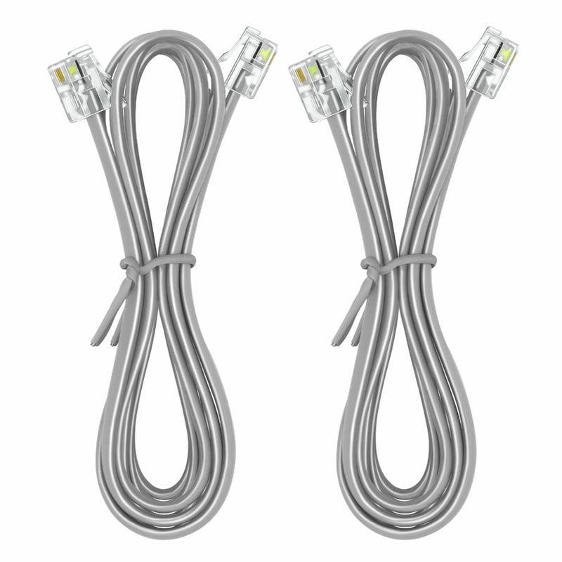 [Australia - AusPower] - NECABLES 2Pack Phone Cord 15 ft Telephone Cord Phone Line Cord RJ11 6P4C Male to Male for Landline Phone and Fax - 15 Feet 