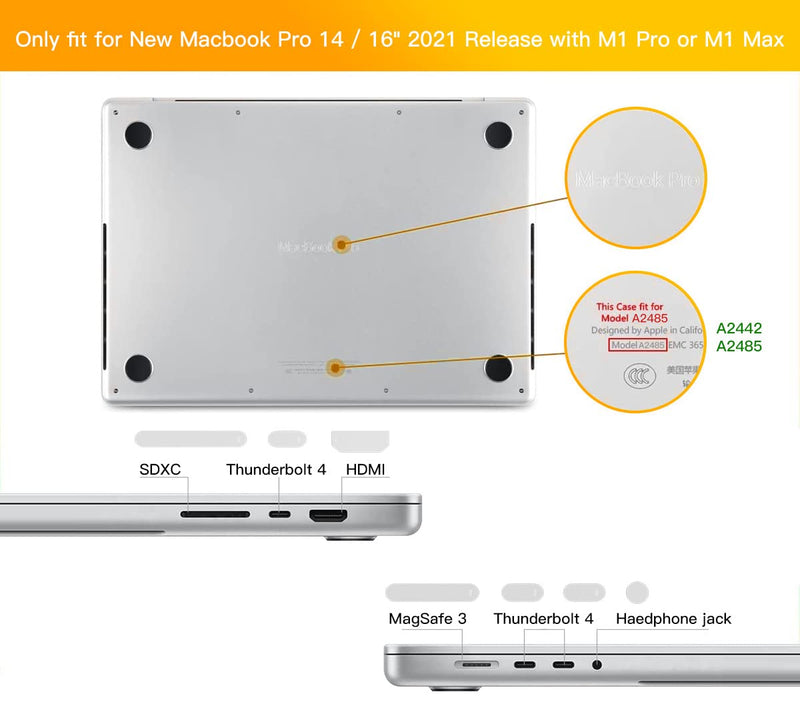 [Australia - AusPower] - 14x MacBook Anti Dust Dirt Plugs Cover for 2021 MacBook Pro 14 inch A2442 & MacBook Pro 16 inch A2485 Apple M1 Pro or M1 Max Chip Accessories, Silicone Port Plugs Cover Dust Cups Set, Clear 