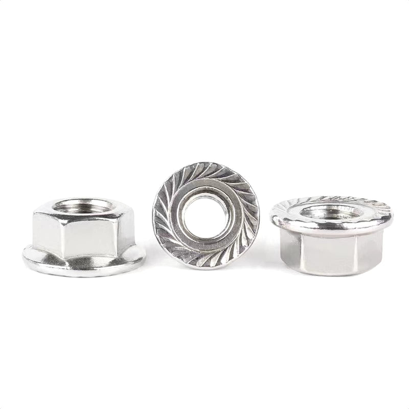 [Australia - AusPower] - ALEOED 4 Pieces M12 x 1.25mm Pitch Serrated Flange Nut Hex Lock Nuts, Metric Fine Pitch, Stainless Steel 304 