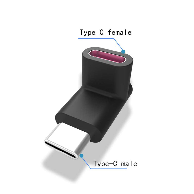 [Australia - AusPower] - 90 Degree Right Angle Type-C Male to Type-C Female Adapter,2-Pack,up and Down 90 Degree Type-c Plug to Jack Expansion Adapter is Suitable for Notebook Computers, Tablet Computers and Mobile Phones 
