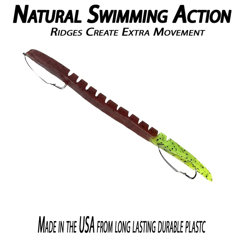 [Australia - AusPower] - Delong Lures - 6" Bass Witch Weedless Worm Baits, Anise Scented Animated Lures for Freshwater & Saltwater, Soft Worm Baits with Weedless Hooks for Largemouth Bass, Northern Pike, Smallmouth Bass, and Other Sport Fish 