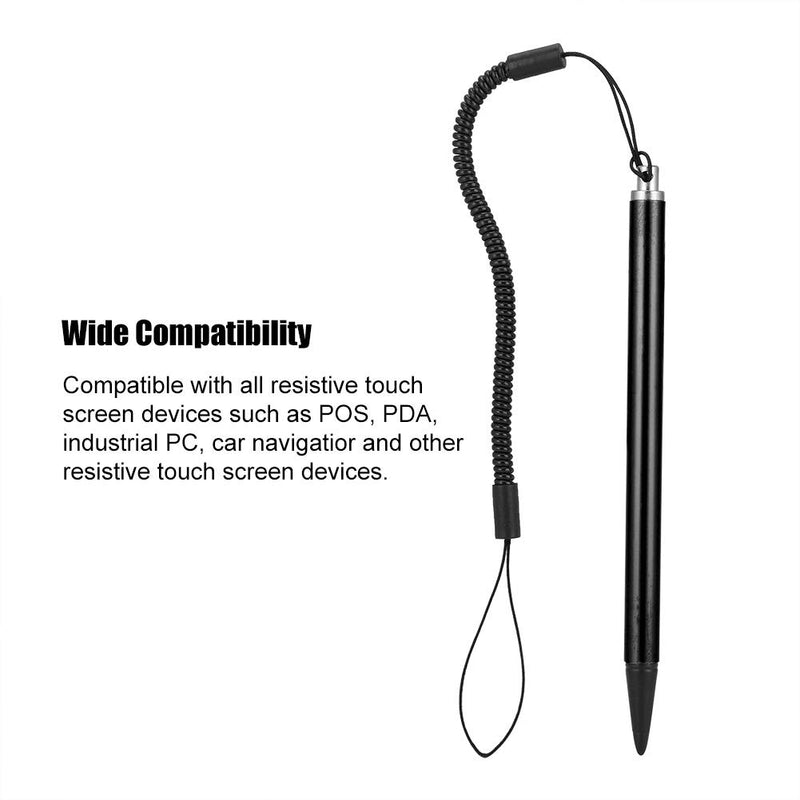 [Australia - AusPower] - Wendry Resistive Hard-tip Pen Compatible with All Resistive Touch Screen Devices Screen Touch Painting Pen Resistive Stylus with Spring Rope for POS PDA Navigator (Black) BLACK 