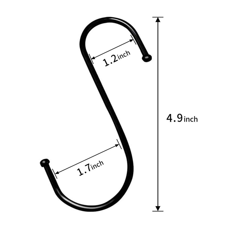 [Australia - AusPower] - S Hooks 10 Pack 4.9 Inches Black, Heavy Metal S-Shaped Hooks, Suitable for Kitchen, Bathroom, Office, Garden or Outdoor Activities 