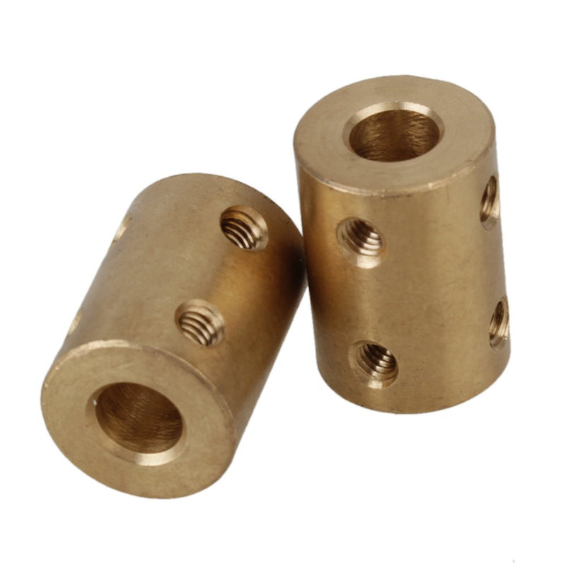 [Australia - AusPower] - 2pcs 7 x 7mm Motor Shaft Rigid Brass Sleeve Coupling Connector + Tighten Screws 