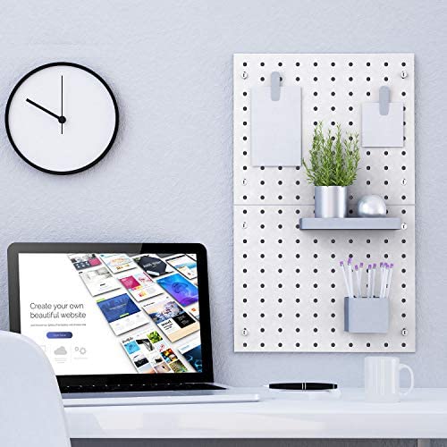 [Australia - AusPower] - 2 Pieces Pegboard Wall Organizer Small Pegboard Peg Board Wall Panel Kits Pegboard Accessories, 2 Installation Methods, No Harm to The Wall for Garage Kitchen Bathroom Office (White) White 