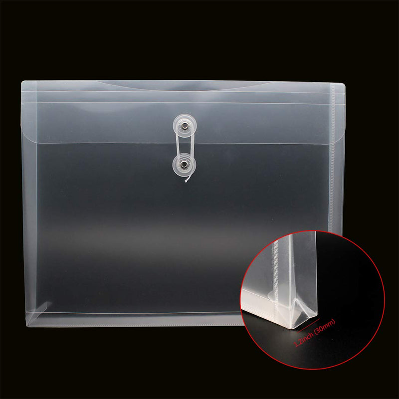 [Australia - AusPower] - Zoohot Plastic Envelopes with String Closure Clear Side Loading, 1-1/4 in Expansion, Letter Size/A4 Size, Set of 10 White_1 
