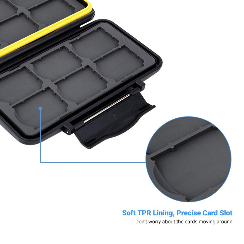 [Australia - AusPower] - 12 Slots SD Card Case Holder, SD Card Holder SD Card Organizer SD Card Storage Water-Resistant Anti-Shock SD/SDHC/SDXC Card Holder Storage with Carabiner 12 Slots for SD Card 