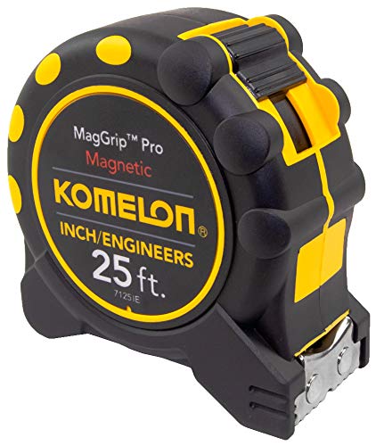 [Australia - AusPower] - Komelon 7125IE; 25' x 1" Magnetic MagGrip Pro Tape Measure with Inch/Engineer Scale, Yellow/Black 