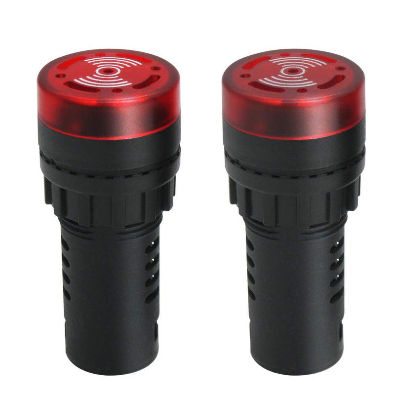 [Australia - AusPower] - mxuteuk 2Pcs 22mm AC/DC 24V Red LED Buzzer Flash Alarm Signal Indicator Light AD16-22SM-RR24V 