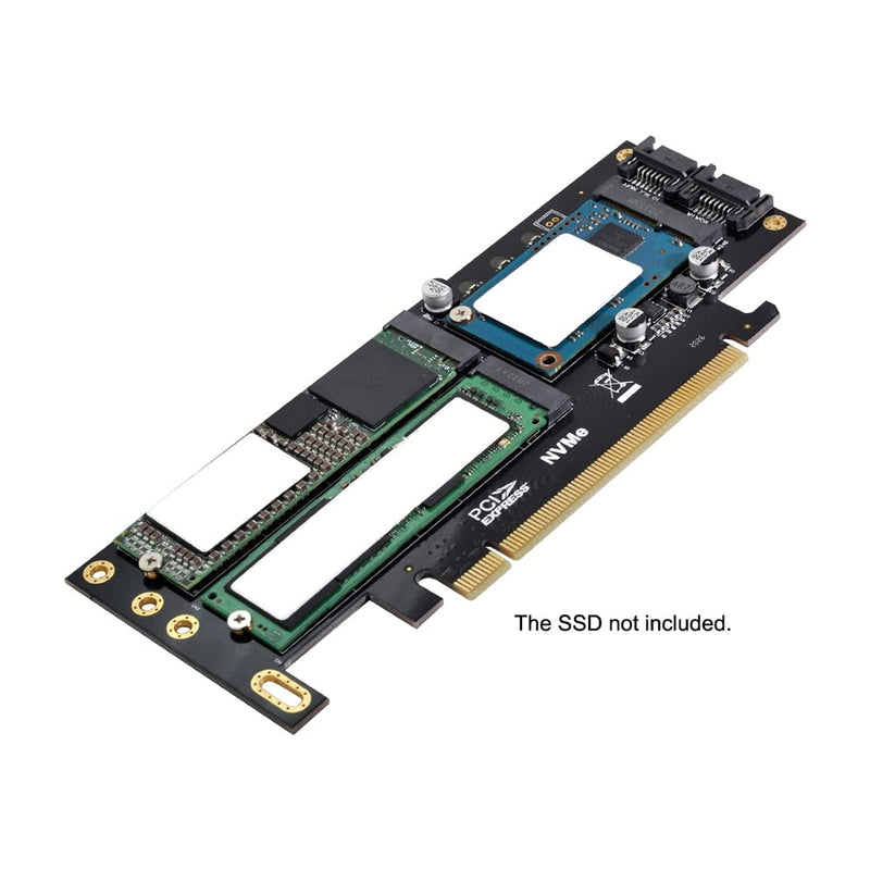 [Australia - AusPower] - Chenyang CY Dual SATA & PCI Express PCI-E 3.0 to NGFF NVME M.2 MSATA M-Key B/M-Key SSD Card Adapter 3in1 PCI-E 16X PORT 