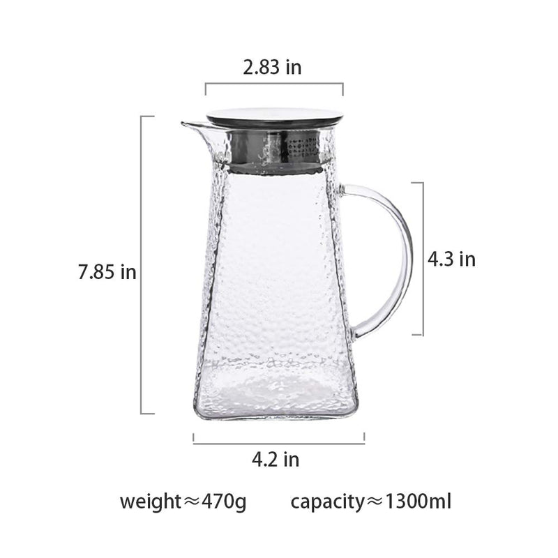 [Australia - AusPower] - MDZF SWEET HOME Glass Pitcher with Stainless Steel Strainer Lid Water Carafe for Homemade Juice & Iced Tea Hot or Cold Water Jar 46 Oz 