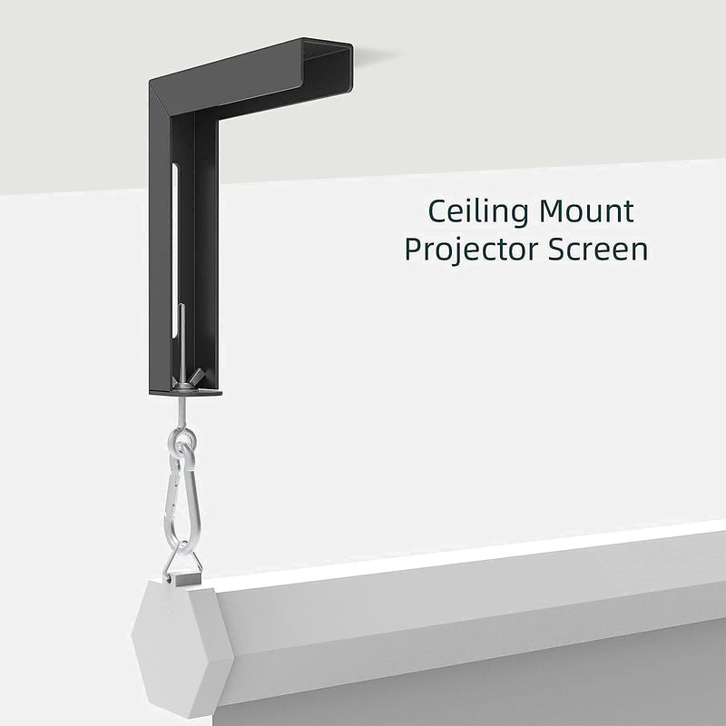 [Australia - AusPower] - Black Universal Projector Screen L-Bracket Wall Hanging Mount 6 inch Adjustable Extension with Hook Manual, for Wall or Ceiling Mount Home Projector and Movie Screens, 80 Lb Capacity Each 