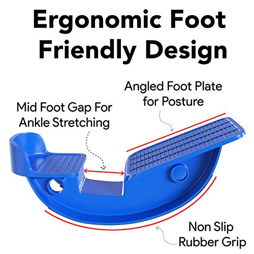 [Australia - AusPower] - ProHeal Foot Rocker Calf Stretcher with Spiked Ball Massager - for Plantar Fasciitis, Achilles Tendonitis - Calf, Foot, Heel, and Ankle Stretcher - Lower Leg Pain Relief - Black with Blue Ball 